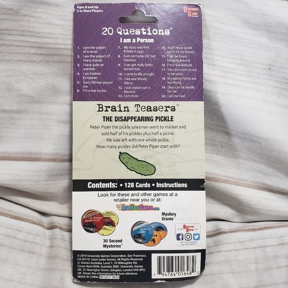 University Games 20 Questions Brain Teasers Game Sealed Mystery Mind Logic 8+ - Picture 7 of 8